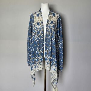 Zadig & Voltaire Linen Blend Boho Animal Print Open Front Cardigan O/S